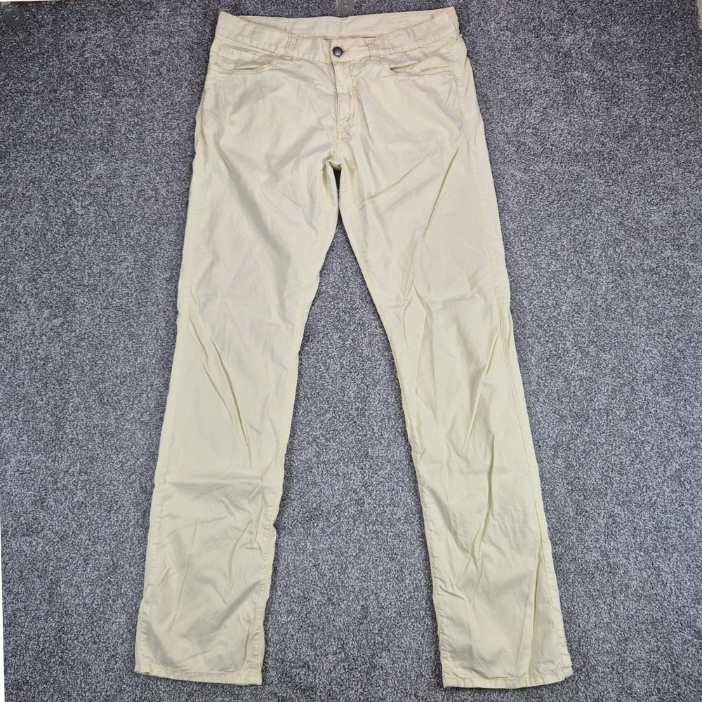 Canali Casual Pants Mens 34 Yellow Lyocell Cotton 5-Pocket Made in Italy